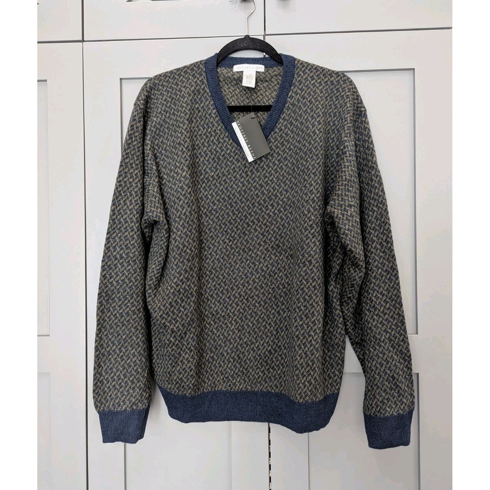 NEW Geoffrey Beene Extra Soft Vneck Sweater Mens Large Academic Old Money Preppy